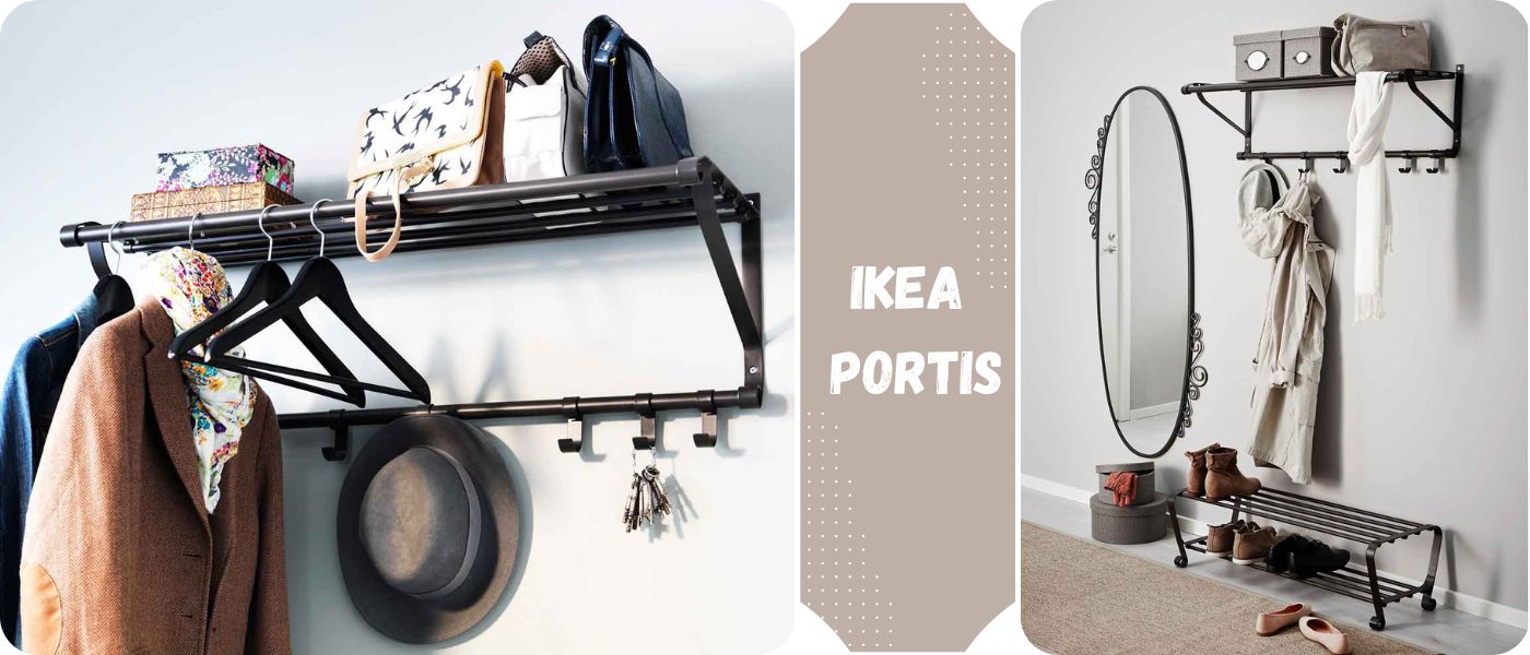 استند دیواری همراه با قلاب ایکیا مدل IKEA PORTIS